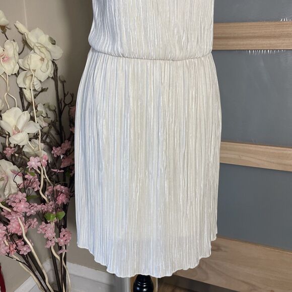 Jacaranda Ivory Elastic Waist Pleated Halter Midi Dress Women's Size M - Picture 8 of 9